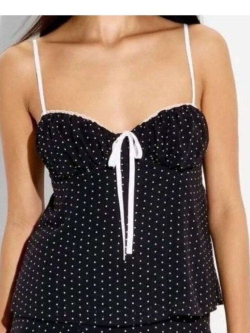Wikd Fable Black Polka Dot Cami Top with White Trim